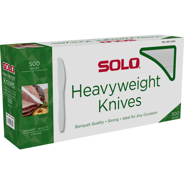 Solo Plastic Knife, Heavyweight, White, 500 ct