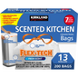 Kirkland Signature Scented Kitchen Drawstring Trash Bags, Flex-Tech, White, Fresh Scent, 13 Gallon, 200 ct