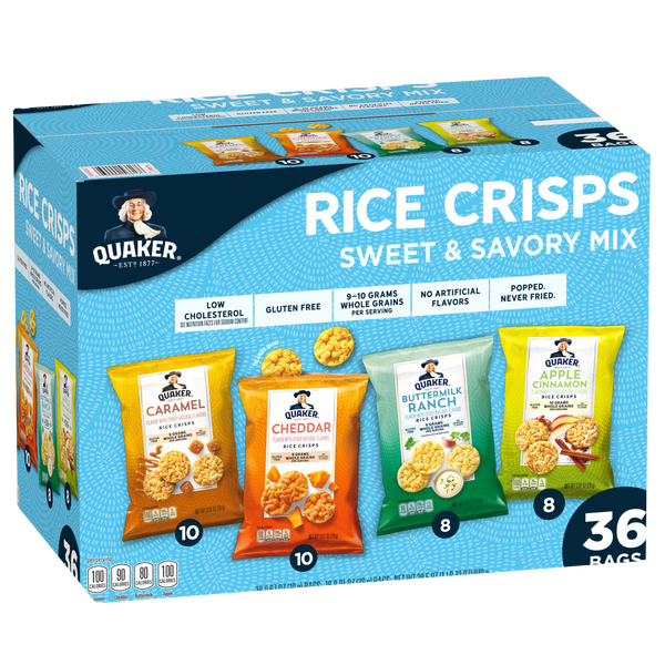 Quaker Rice Crisps, Variety Pack, 36 ct