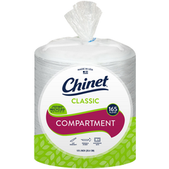 Chinet 10-3/8" 3-Compartment Paper Plate, White, 165 ct