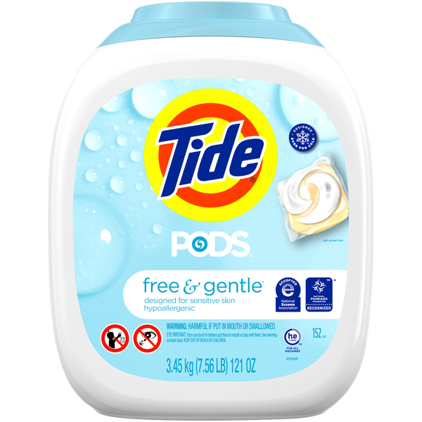 Tide PODS Laundry Detergent, Free & Gentle, HE Compatible, Unscented, 152 ct