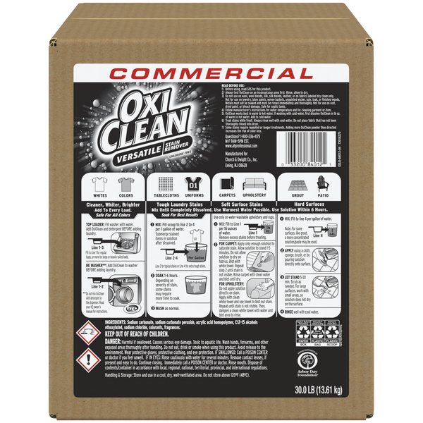 OxiClean Commercial Powder Stain Remover, Multi-Purpose, HE Compatible, 30 lbs