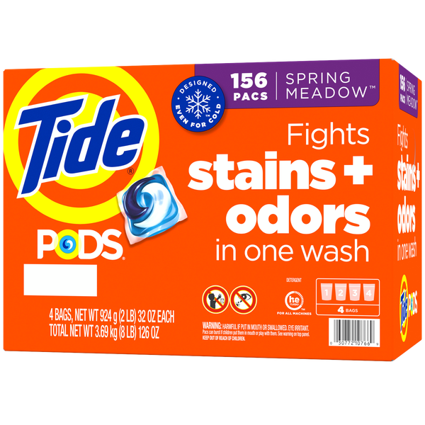 Tide PODS Laundry Detergent, HE Compatible, Spring Meadow, 156 ct