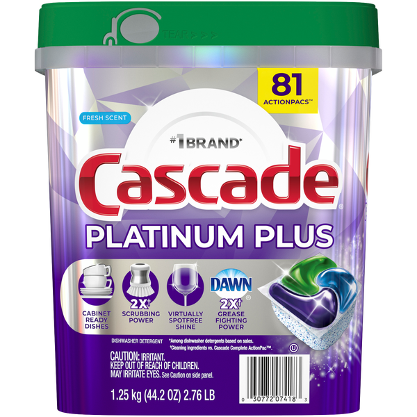 Cascade Platinum Plus Actionpacs, Fresh Scent, 81 ct