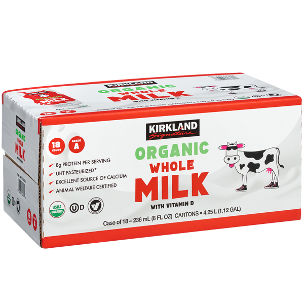 Kirkland Signature Organic Whole Milk, 8 fl oz, 18 ct