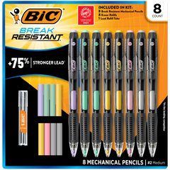 BIC Break Resistant Mechanical Pencils with Lead and Eraser Refills, 0.7 mm, 8 ct