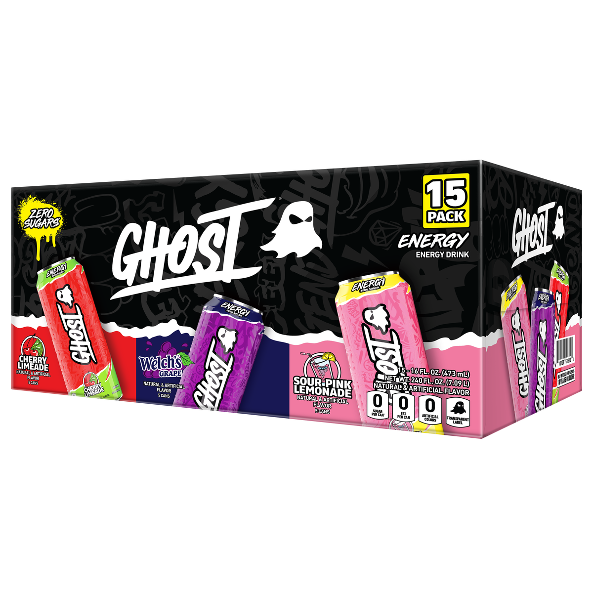 Ghost Energy Drink, Zero Sugar, Variety Pack, 16 fl oz, 15 ct