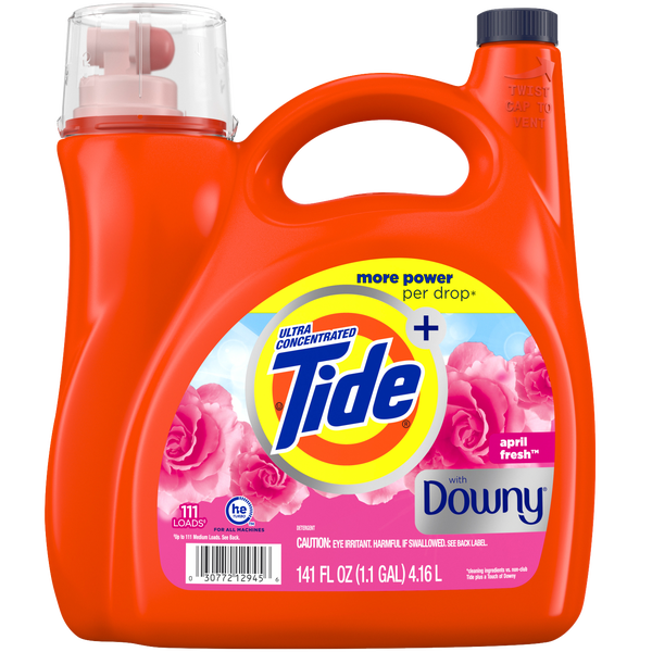 Tide Liquid Laundry Detergent, Plus Downy, Ultra Concentrated, HE Compatible, April Fresh Scent, 141 fl oz