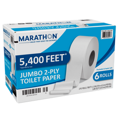 Marathon Bath Tissue, Jumbo Roll, 2-Ply, 3.3" x 900', 6 ct