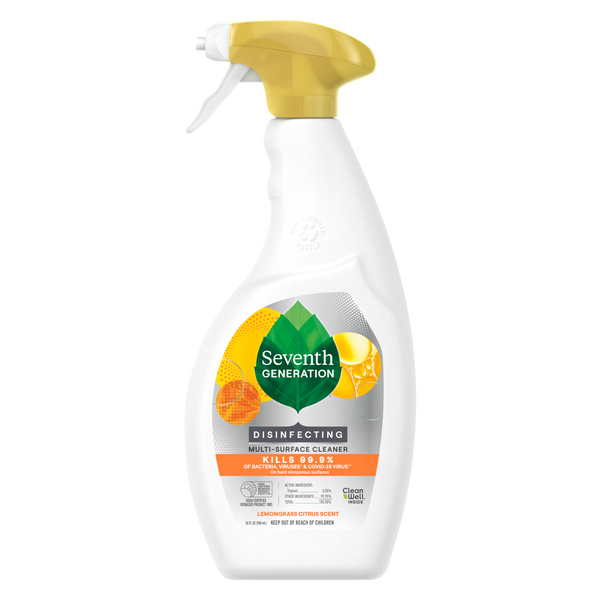 Seventh Generation Disinfecting Multi-Surface Cleaner, Lemongrass Citrus, 26 fl oz