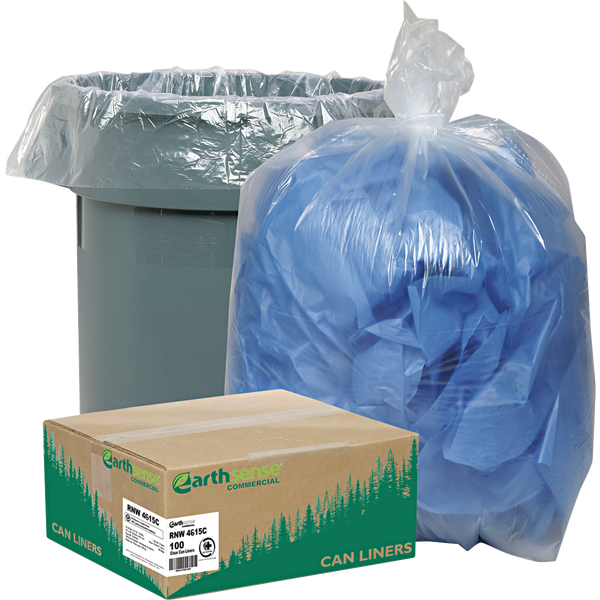 Earthsense Recycled Can Liners, Clear, 40-45 Gallon, 100 ct