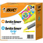 BIC Brite Liner Highlighter Combo Pack, Chisel Tip, Fluorescent Yellow, 24 ct