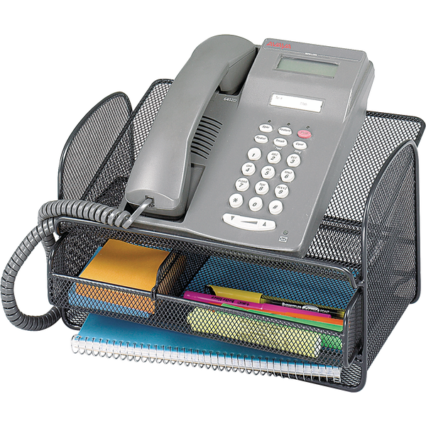 Safco Onyx Steel Mesh Angled Telephone Stand, Black