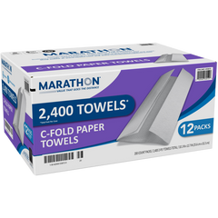 Marathon C-Fold Paper Towels, 2-Ply, White, 2400 ct