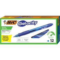 BIC Gel-ocity Retractable Gel Pen, Medium Point 0.7mm, Blue Ink, 12 ct