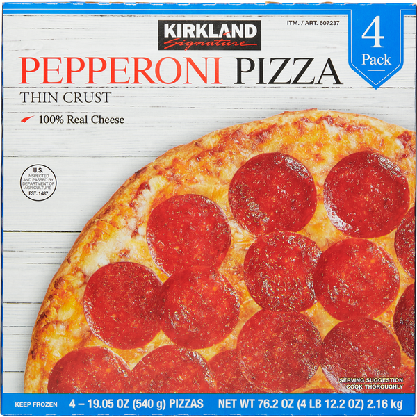Kirkland Signature Pepperoni Pizza, Thin Crust, 4 ct